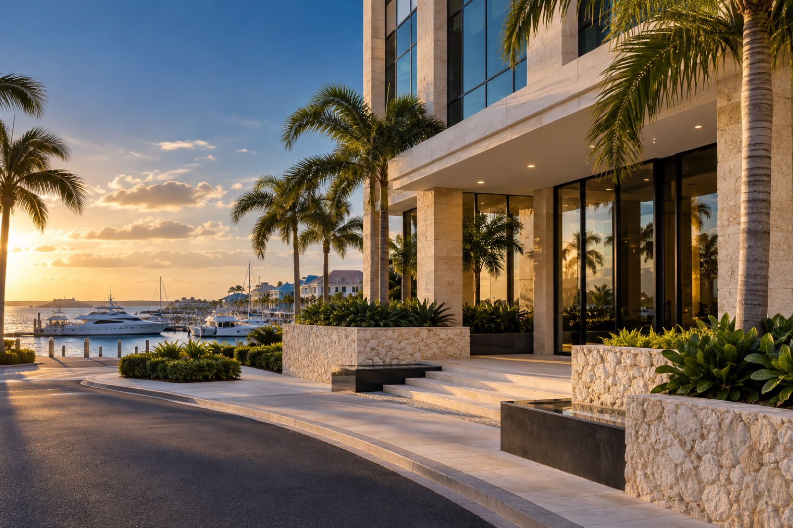 George Town financial district and harbor in the Cayman Islands